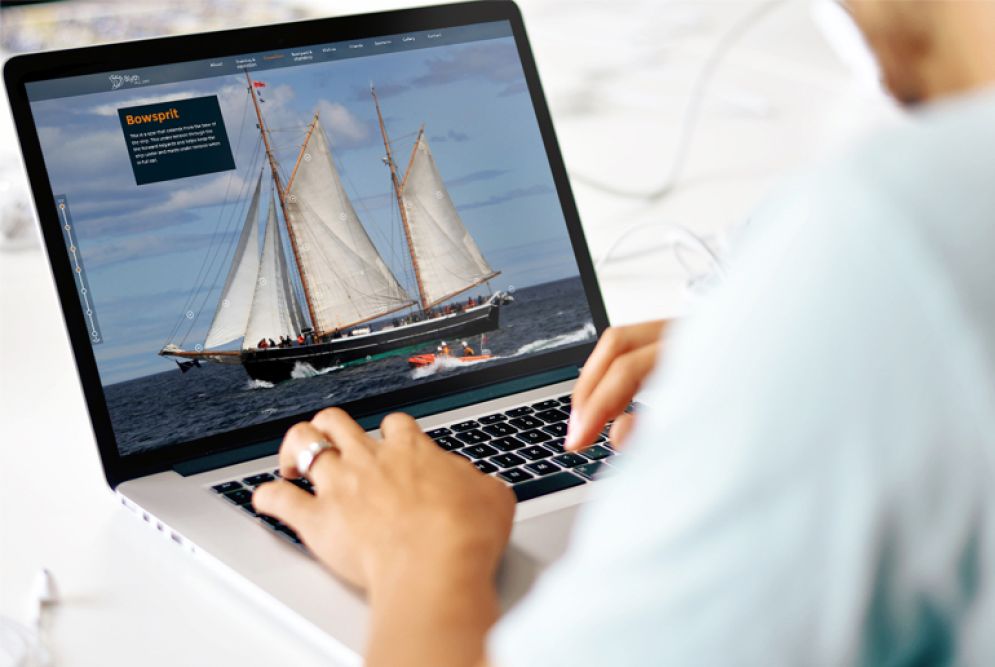 Blyth Tall Ship website being displayed on a Laptop